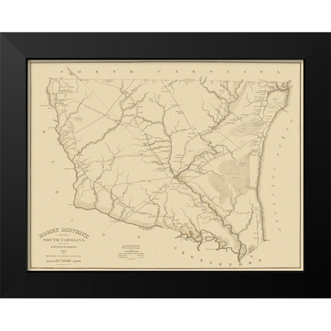 Horry South Carolina Landowner - Mills 1825 Black Modern Wood Framed Art Print by Mills
