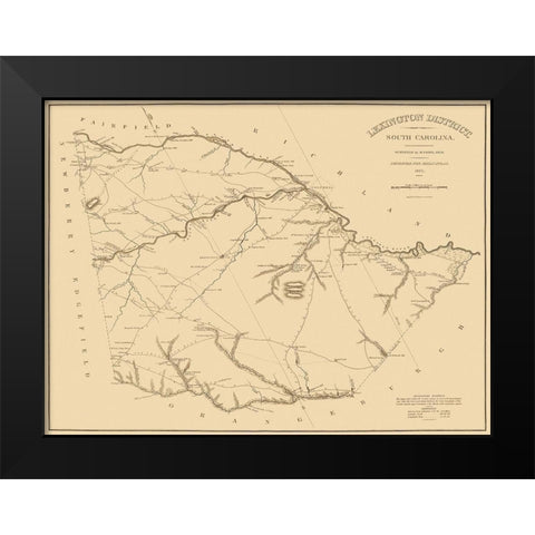 Lexington South Carolina Landowner - Mills 1825 Black Modern Wood Framed Art Print by Mills