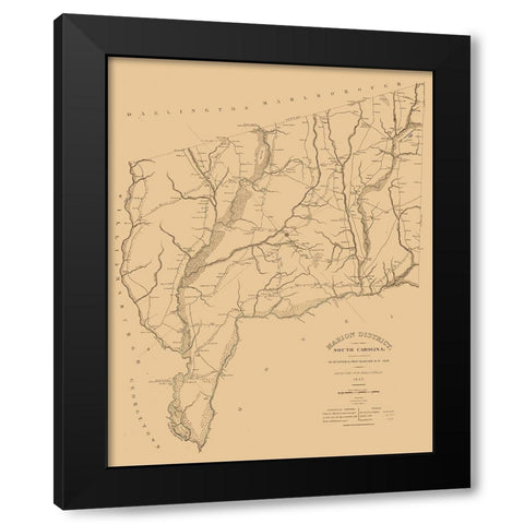 Marion County South Carolina - Harlee 1825  Black Modern Wood Framed Art Print by Harlee