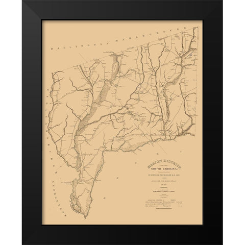 Marion County South Carolina - Harlee 1825  Black Modern Wood Framed Art Print by Harlee