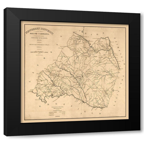 Newberry South Carolina - Coate 1825  Black Modern Wood Framed Art Print with Double Matting by Coate