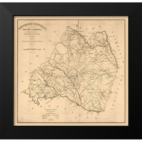 Newberry South Carolina - Coate 1825  Black Modern Wood Framed Art Print by Coate