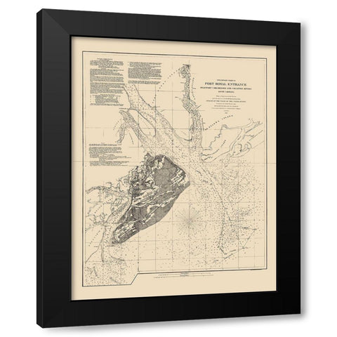 Port Royal Entrance - USCS 1862 Black Modern Wood Framed Art Print by USCS