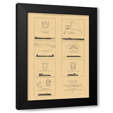 South Carolina Rebel Defences - Willenbucher 1862  Black Modern Wood Framed Art Print with Double Matting by Willenbucher