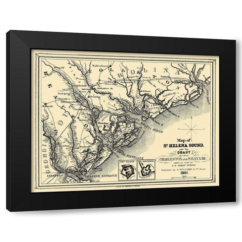 St Helena Sound - Williams 1861 Black Modern Wood Framed Art Print by Williams