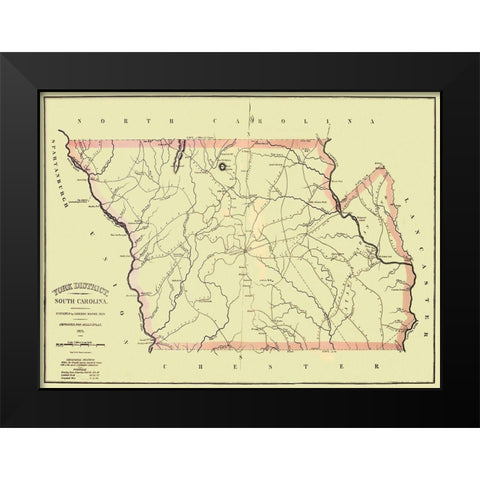 York South Carolina Landowner - Mills 1825 Black Modern Wood Framed Art Print by Mills