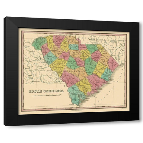 South Carolina - Finley 1831 Black Modern Wood Framed Art Print by Finley