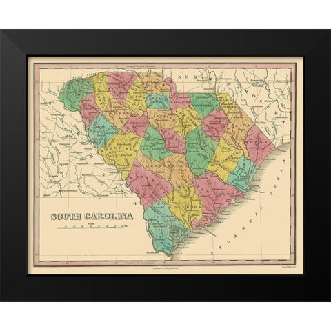 South Carolina - Finley 1831 Black Modern Wood Framed Art Print by Finley