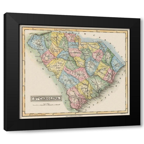 South Carolina - Lucas 1823 Black Modern Wood Framed Art Print with Double Matting by Lucas