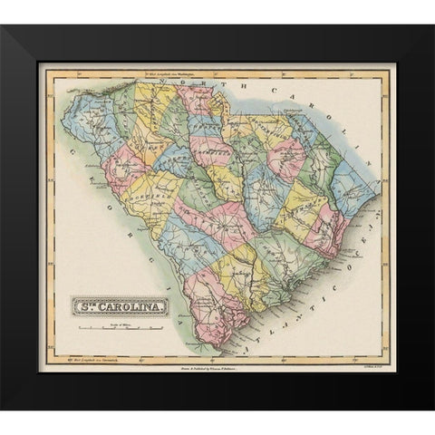 South Carolina - Lucas 1823 Black Modern Wood Framed Art Print by Lucas