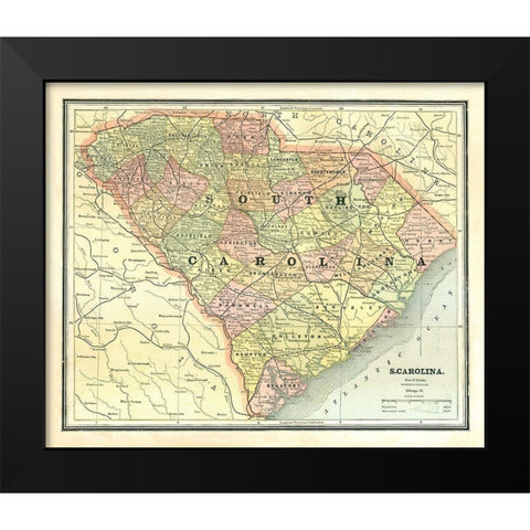 South Carolina - Cram 1886 Black Modern Wood Framed Art Print by Cram