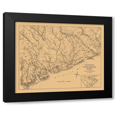 South Carolina - Cogswell 1861  Black Modern Wood Framed Art Print with Double Matting by Cogswell
