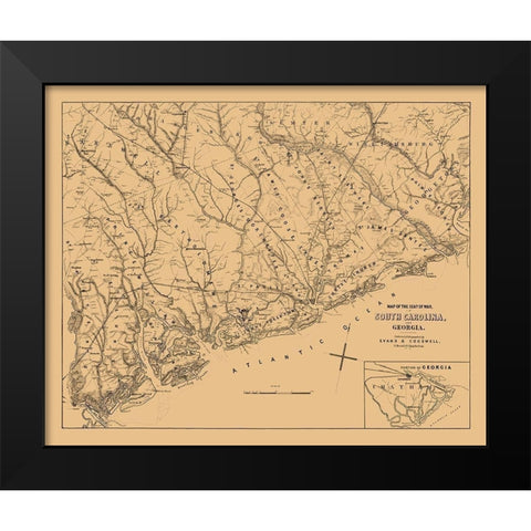 South Carolina - Cogswell 1861  Black Modern Wood Framed Art Print by Cogswell