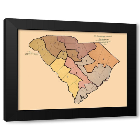 South Carolina -1882 Black Modern Wood Framed Art Print with Double Matting by Unknown