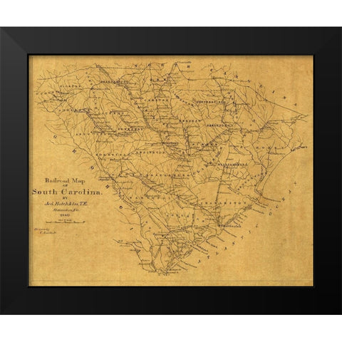 South Carolina - Hotchkiss 1880  Black Modern Wood Framed Art Print by Hotchkiss