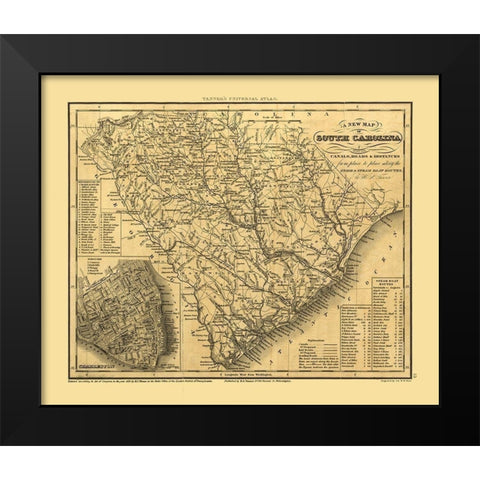 South Carolina - Tanner 1836  Black Modern Wood Framed Art Print by Tanner