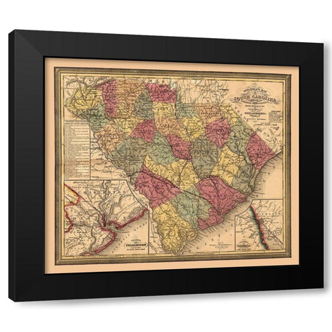 South Carolina - Mitchell 1849  Black Modern Wood Framed Art Print with Double Matting by Mitchell