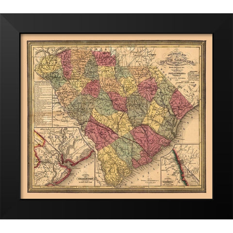 South Carolina - Mitchell 1849  Black Modern Wood Framed Art Print by Mitchell