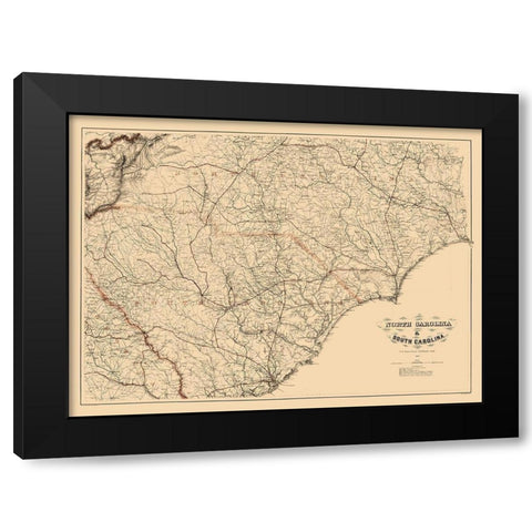 South Carolina - Bache 1865  Black Modern Wood Framed Art Print by Bache