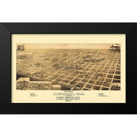 Aberdeen South Dakota - Wellge 1883 Black Modern Wood Framed Art Print by Wellge