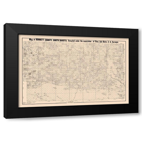 Bennett County South Dakota - Bates 1910  Black Modern Wood Framed Art Print with Double Matting by Bates