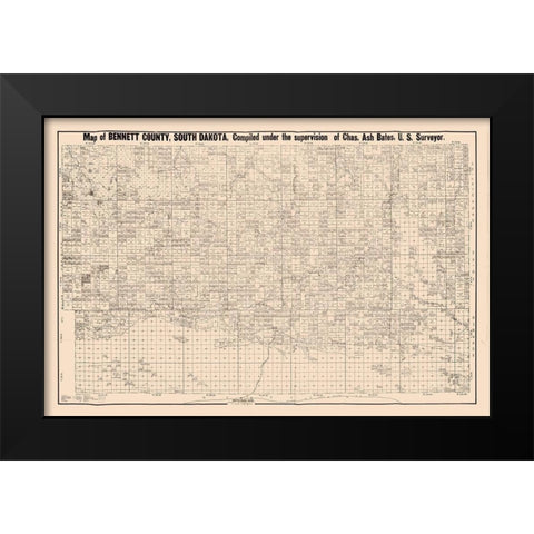 Bennett County South Dakota - Bates 1910  Black Modern Wood Framed Art Print by Bates