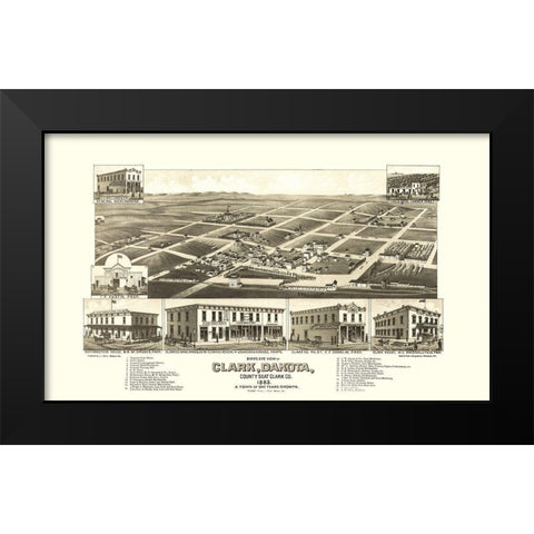 Clark South Dakota - Stoner 1883 Black Modern Wood Framed Art Print by Stoner