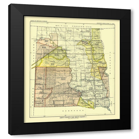 North and South Dakota - Bismarck - Hoen 1896 Black Modern Wood Framed Art Print with Double Matting by Hoen