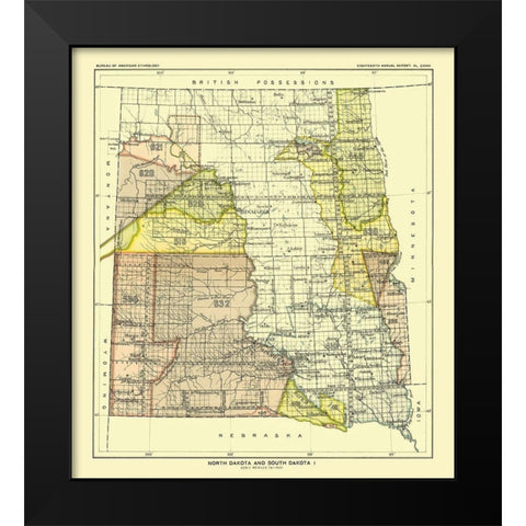 North and South Dakota - Bismarck - Hoen 1896 Black Modern Wood Framed Art Print by Hoen