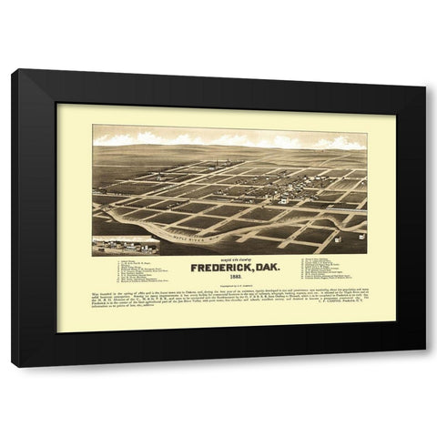 Frederick South Dakota - Campau 1883 Black Modern Wood Framed Art Print by Campau