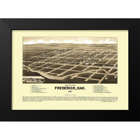 Frederick South Dakota - Campau 1883 Black Modern Wood Framed Art Print by Campau