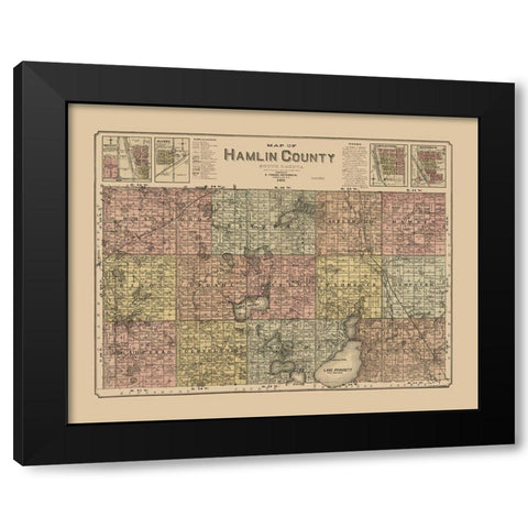 Hamlin County South Dakota - Peterson 1897  Black Modern Wood Framed Art Print by Peterson