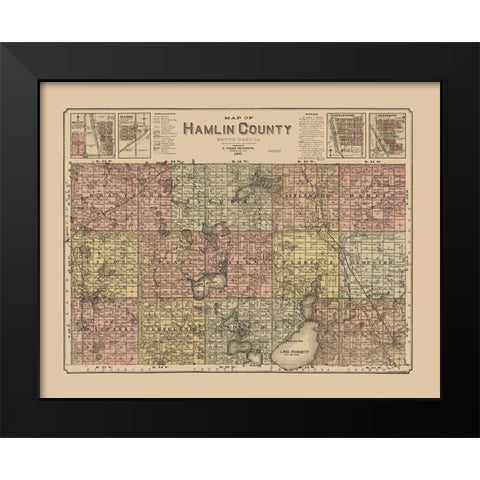 Hamlin County South Dakota - Peterson 1897  Black Modern Wood Framed Art Print by Peterson