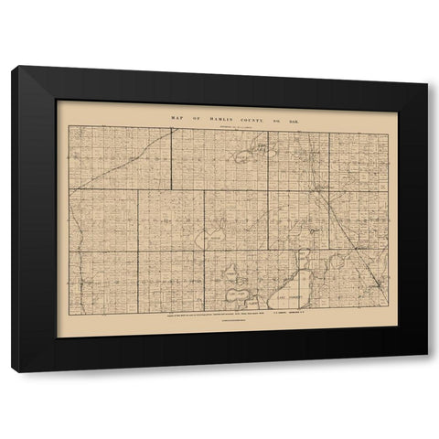 Hamlin County South Dakota - Abbott 1897  Black Modern Wood Framed Art Print with Double Matting by Abbott