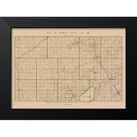 Hamlin County South Dakota - Abbott 1897  Black Modern Wood Framed Art Print by Abbott