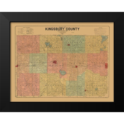 Kingsbury County South Dakota - Peterson 1899  Black Modern Wood Framed Art Print by Peterson