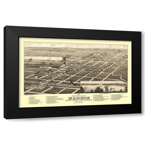 Madison South Dakota - Stoner 1883 Black Modern Wood Framed Art Print by Stoner