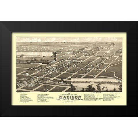 Madison South Dakota - Stoner 1883 Black Modern Wood Framed Art Print by Stoner