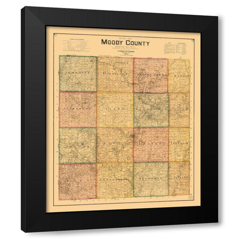 Moody County South Dakota - Peterson 1896  Black Modern Wood Framed Art Print with Double Matting by Peterson