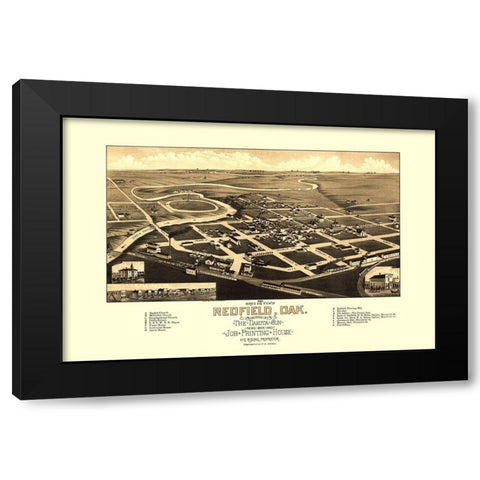 Redfield South Dakota - Rising 1883 Black Modern Wood Framed Art Print with Double Matting by Rising
