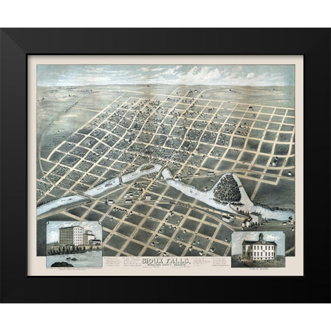 Sioux Falls South Dakota - Carson 1881  Black Modern Wood Framed Art Print by Carson