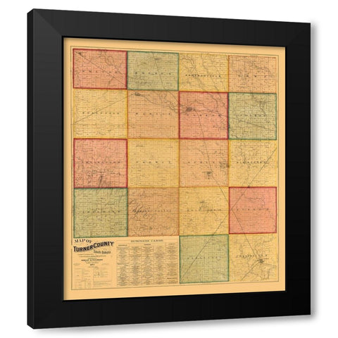 Turner County South Dakota - Rowley 1893  Black Modern Wood Framed Art Print by Rowley