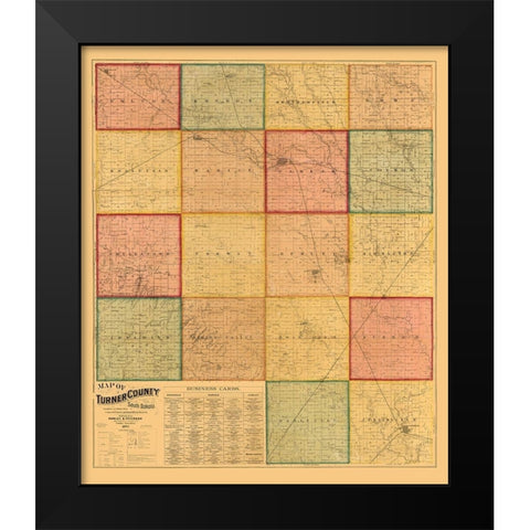 Turner County South Dakota - Rowley 1893  Black Modern Wood Framed Art Print by Rowley