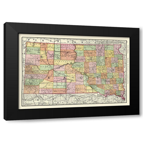 South Dakota - Rand McNally 1897 Black Modern Wood Framed Art Print by Rand McNally
