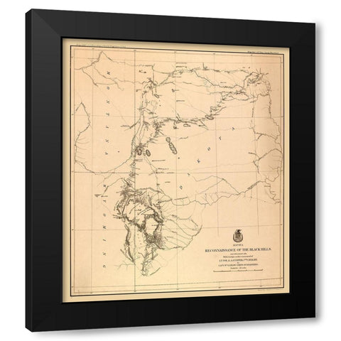 South Dakota Black Hills - Ludlow 1874  Black Modern Wood Framed Art Print with Double Matting by Ludlow