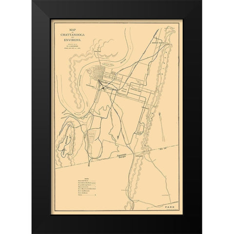 Chattanooga Tennessee - Birchmore 1895  Black Modern Wood Framed Art Print by Birchmore