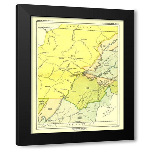 Tennessee - Detail - Hoen 1896 Black Modern Wood Framed Art Print with Double Matting by Hoen