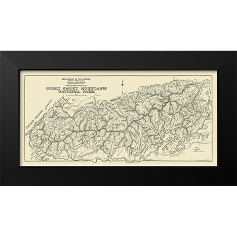 Great Smoky Mountain National Park Black Modern Wood Framed Art Print by Unknown