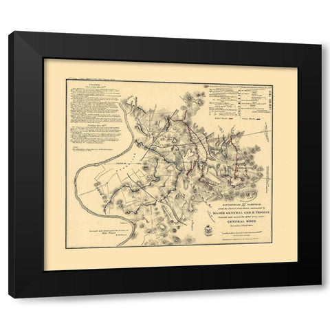 Nashville Tennessee - Peseux 1864  Black Modern Wood Framed Art Print with Double Matting by Peseux