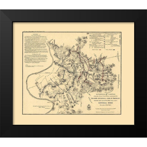 Nashville Tennessee - Peseux 1864  Black Modern Wood Framed Art Print by Peseux